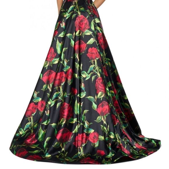 Sherri Hill Rose Print Style 53896 Size 0 - Picture 3 of 5